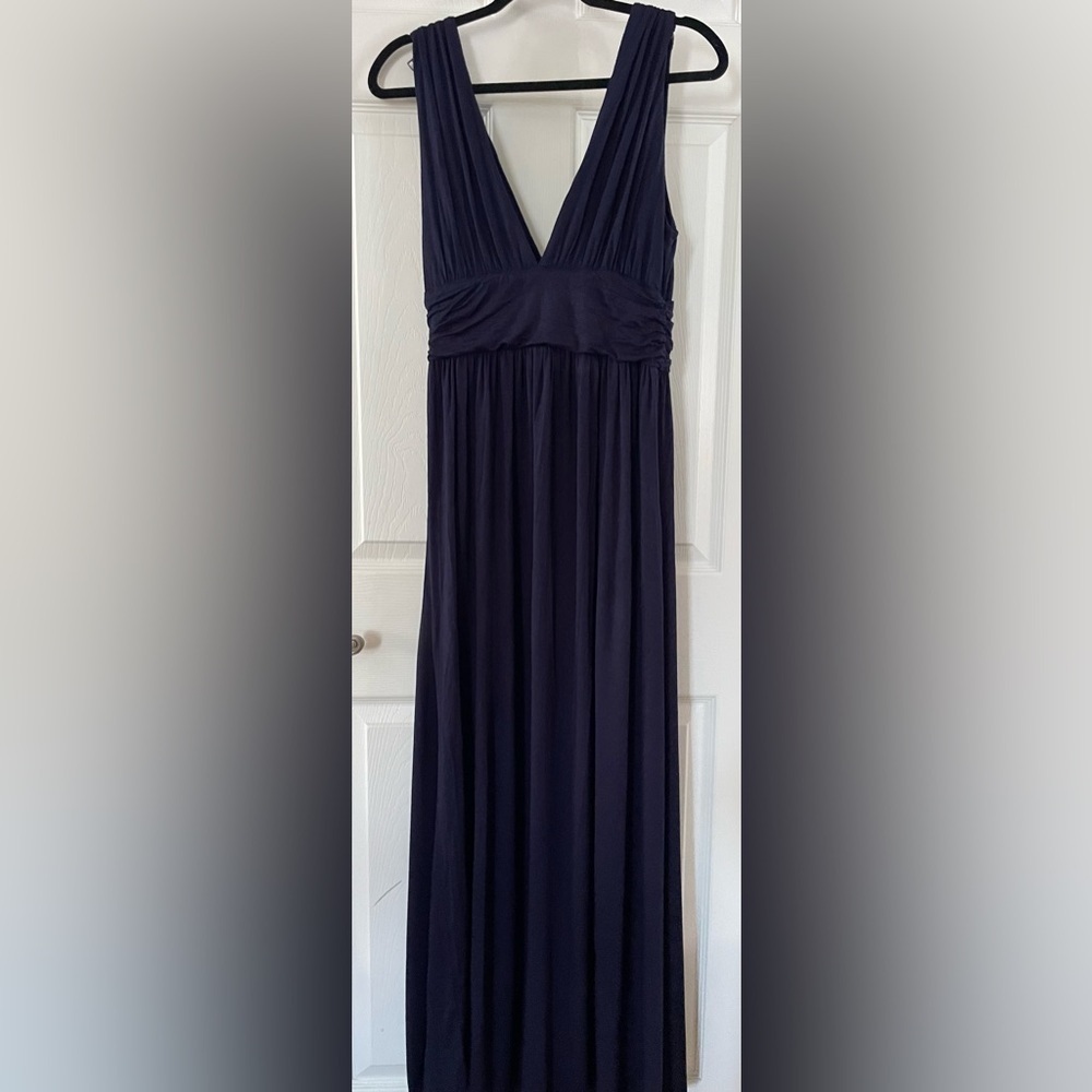 Lucca Couture Sleeveless Deep V Neck Dark Navy Maxi Dress Medium - Picture 7 of 8